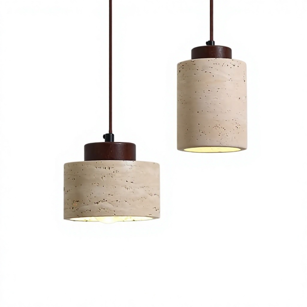Japanese Modern Designer Wabi-Sabai Bedroom Bedside Lighting bar Beige Cave Stone Chandelier Hanging Wire LED Lamp