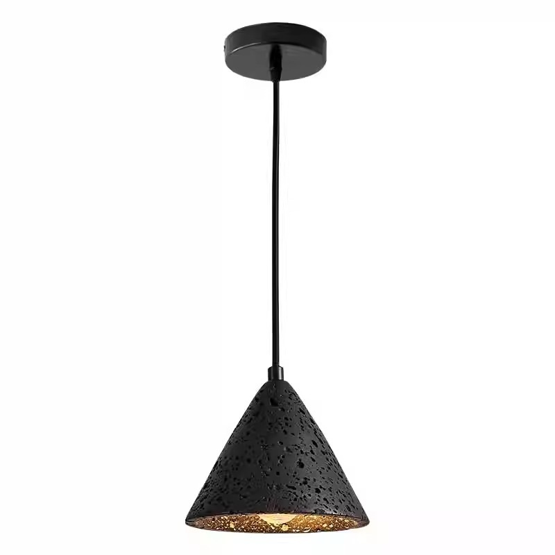 Japanese-Style Black Resin LED Adjustable Height Three-Color Pendant Lamp for Bedroom Restaurant Bar & Cafe Lighting