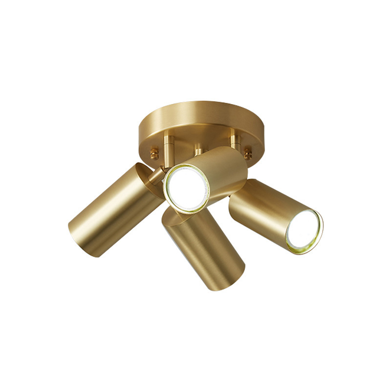Postmodern Style Ceiling Lamp Spotlight Iron Gold 2/3/4Heads AC Energy Saving Adjustable Direction for Aisle Corridor Store