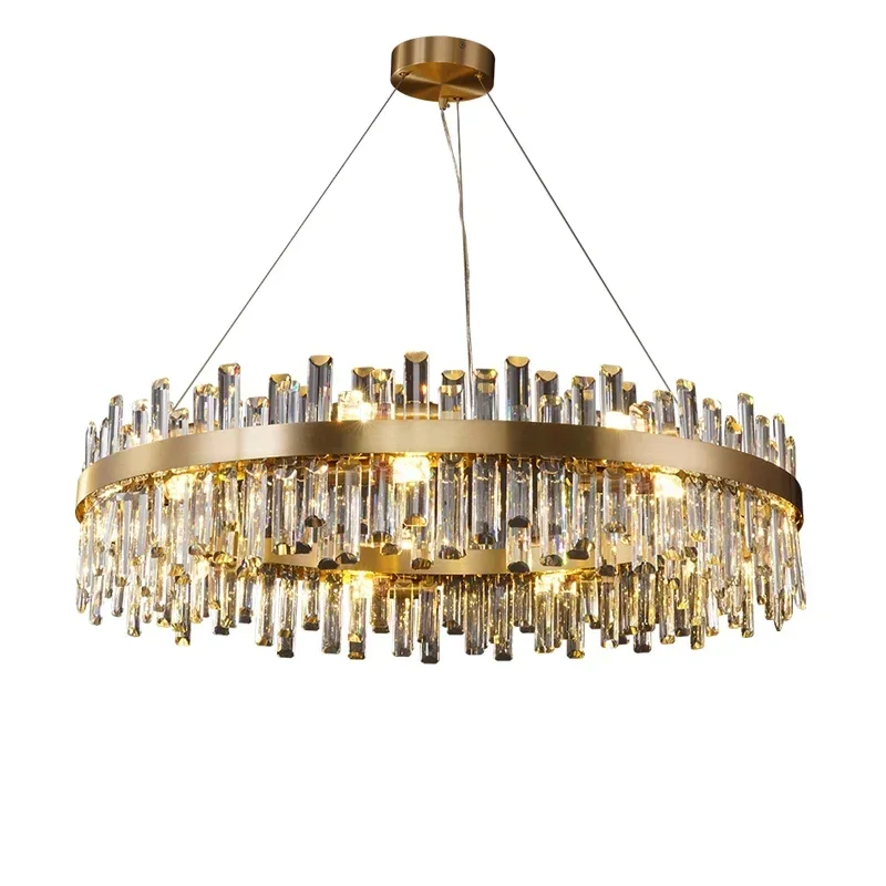 Affordable Luxury Postmodern Crystal Chandelier LED Chandelier Flush Mount Gold Finish Dimmable Dining Room Home Decor