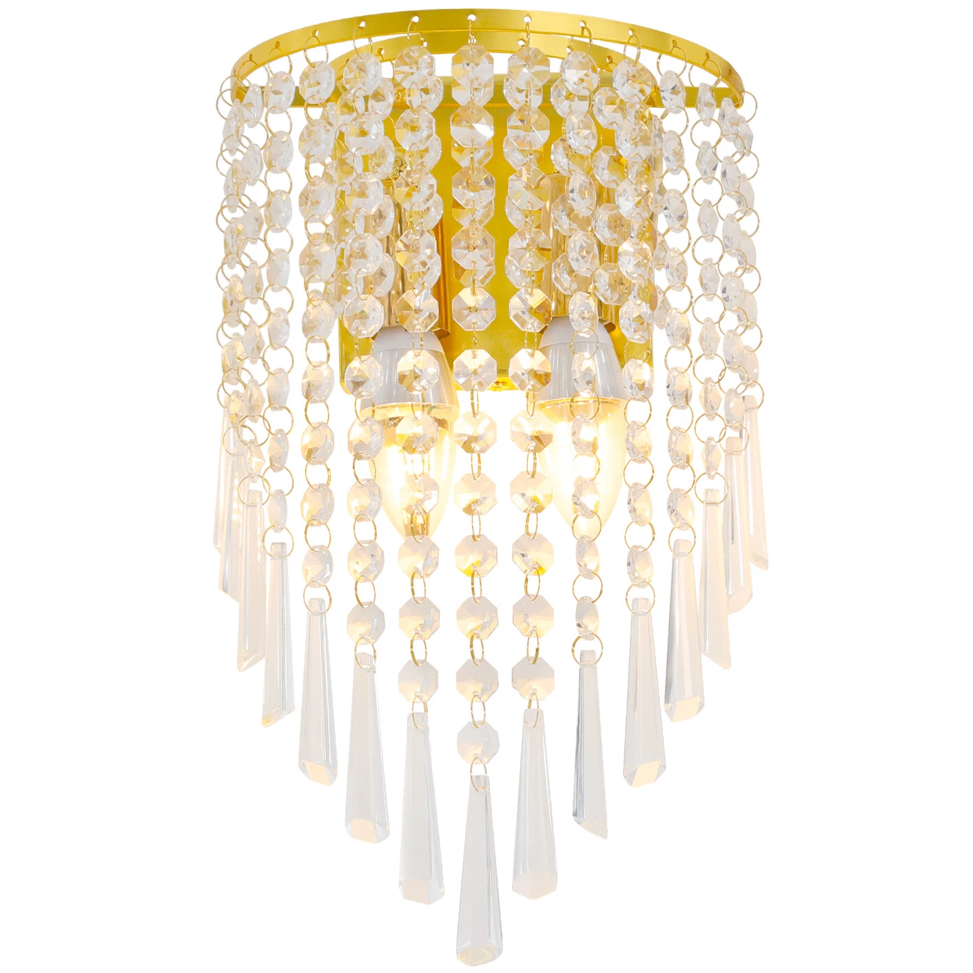 Crystal Wall Light Sconces Lighting Fixture Modern Semicircle Wall Mount Lamp
