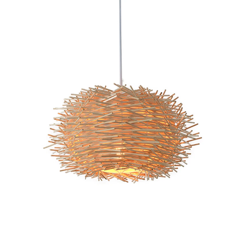 Bamboo Pendant Light Large Handwoven Wicker Light Fixture Rattan Pendant Lamp