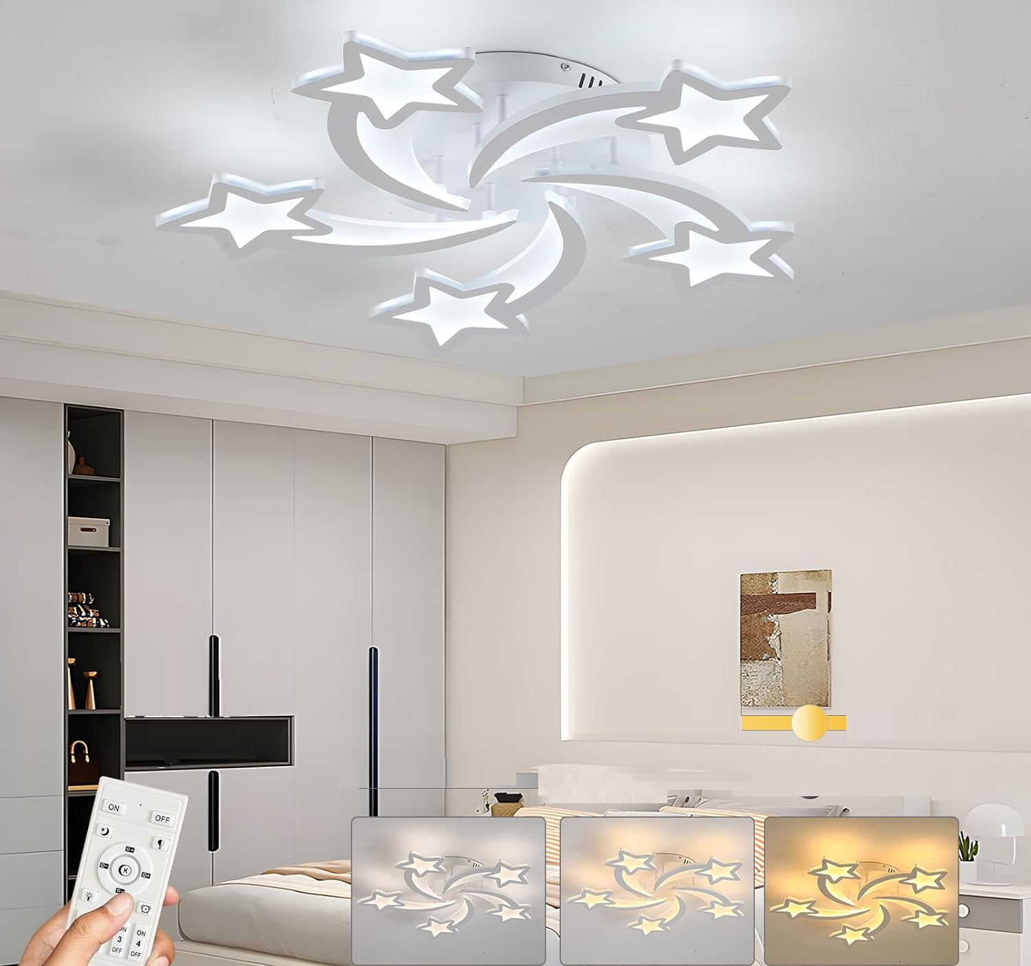 Led Ceiling Lights,50W Flush Mount Ceiling Light Fixtures Luminaire Plafonnier,5 Stars Ceiling Lamp
