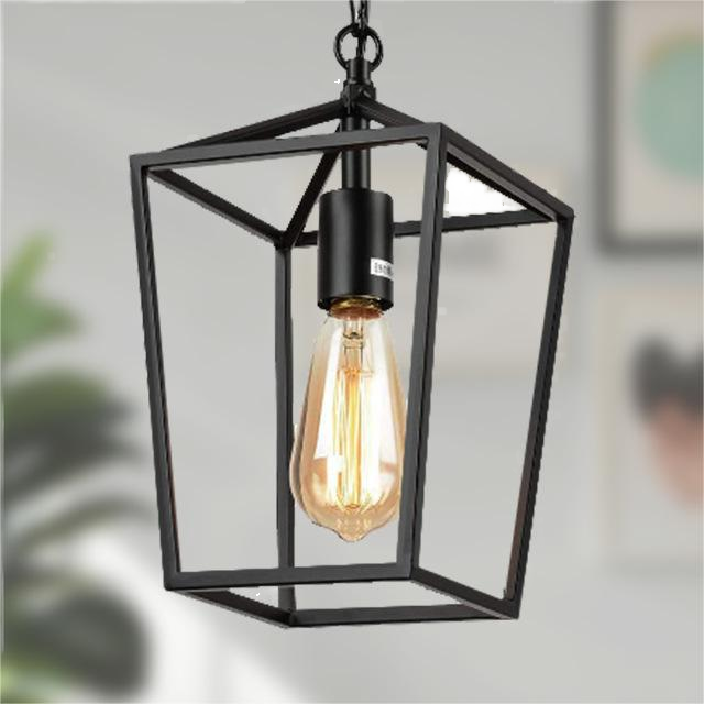 Small Hexagonal Iron Cafe Creative Retro New LED American Wrought Iron Chandelier Living Room Dining Room Bar Corridor Bedroom