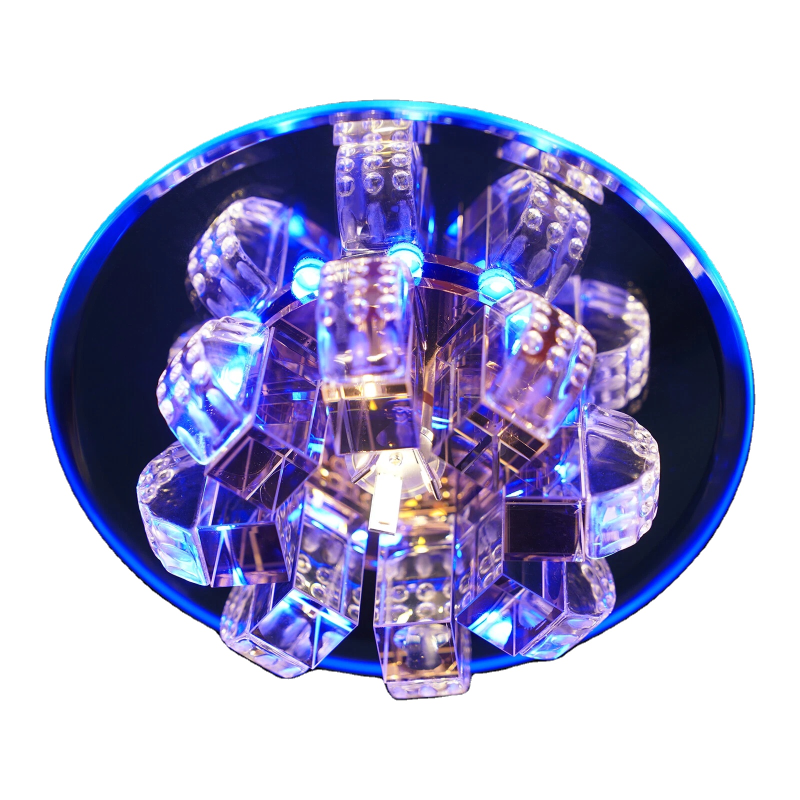 Modern Crystal LED Ceiling Lamp Flush Mount Chandelier Living Room Light Fixture