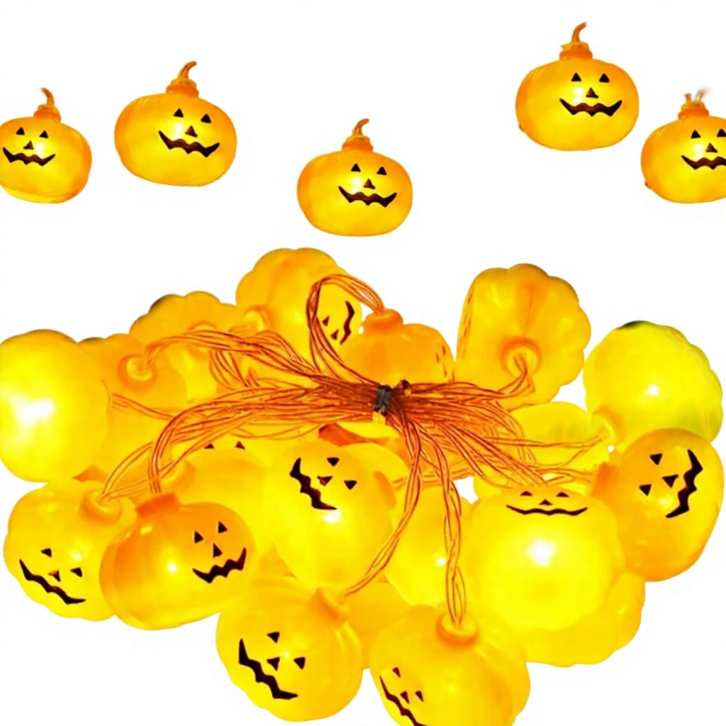 Halloween Pumpkin String Lights Battery Powered LED Garland Warm Festival Decor for Party Yard