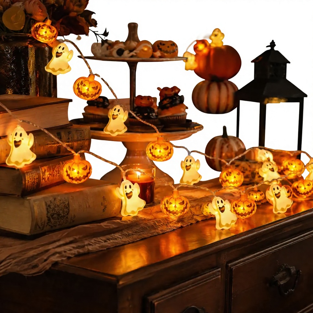Halloween Ghost Pumpkin String Lights LED Fairy Light Party Decoration for Home Patio Bar