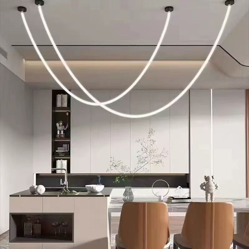 DIY Shape Flexible Silicone LED Pendant Light Linear Hanging Lamp Modern Minimalist Chandelier for Creative Home Decor