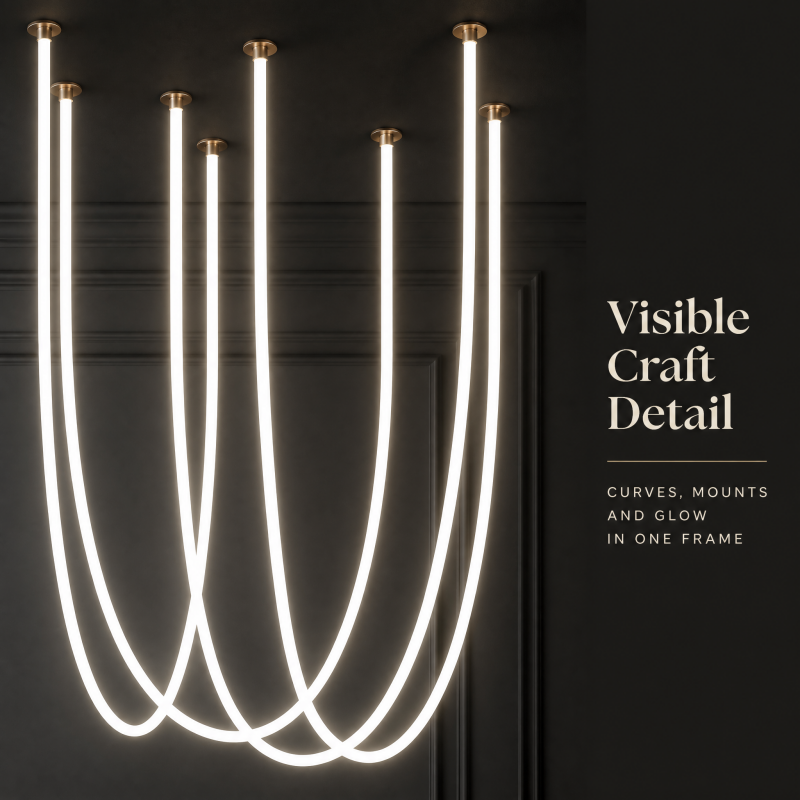 Minimalist LED Pendant Light Flexible Silicone Linear Hanging Lamp for Living Room Modern Home Lighting DIY Shape