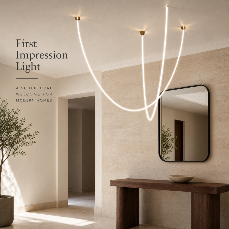 Modern Minimalist LED Linear Pendant Light Flexible Silicone Chandelier Hanging Lamp for Living Room Dining Area Office