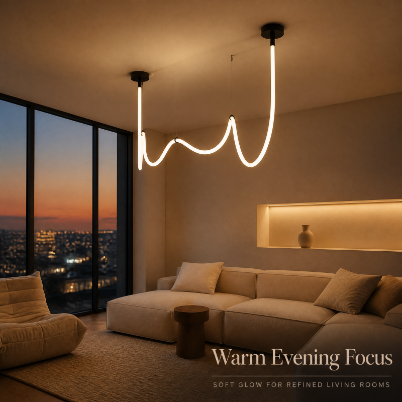 Linear LED Pendant Light With Flexible Silicone Hanging Lamp for Modern Living Room Decoration DIY Geometric Design