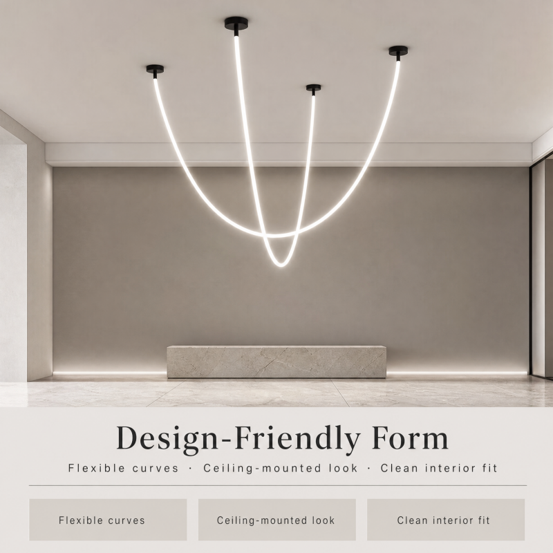 Flexible Silicone LED Pendant Light Modern Minimalist Linear Hanging Lamp Chandelier for Dining Area Home Lighting