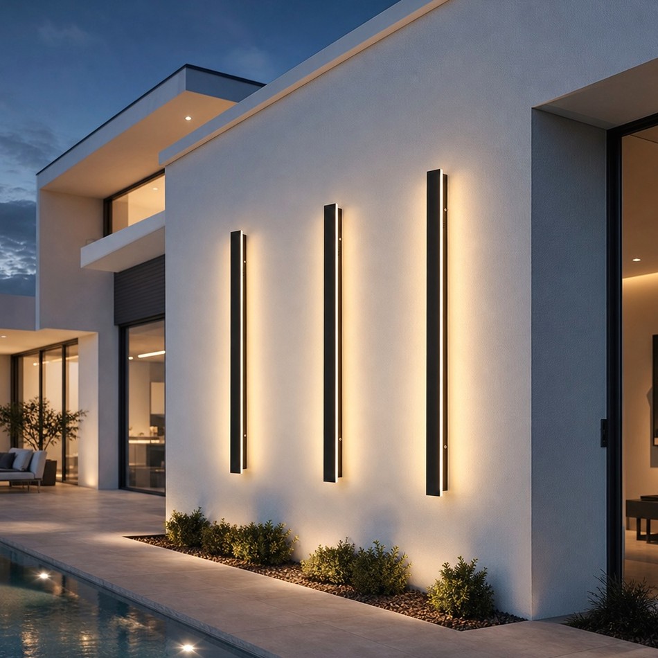 Outdoor LED Linear Wall Lamp Modern Waterproof Long Strip Sconce Villa Garden Porch Exterior Wall Lighting 3000K 4000K 6000K