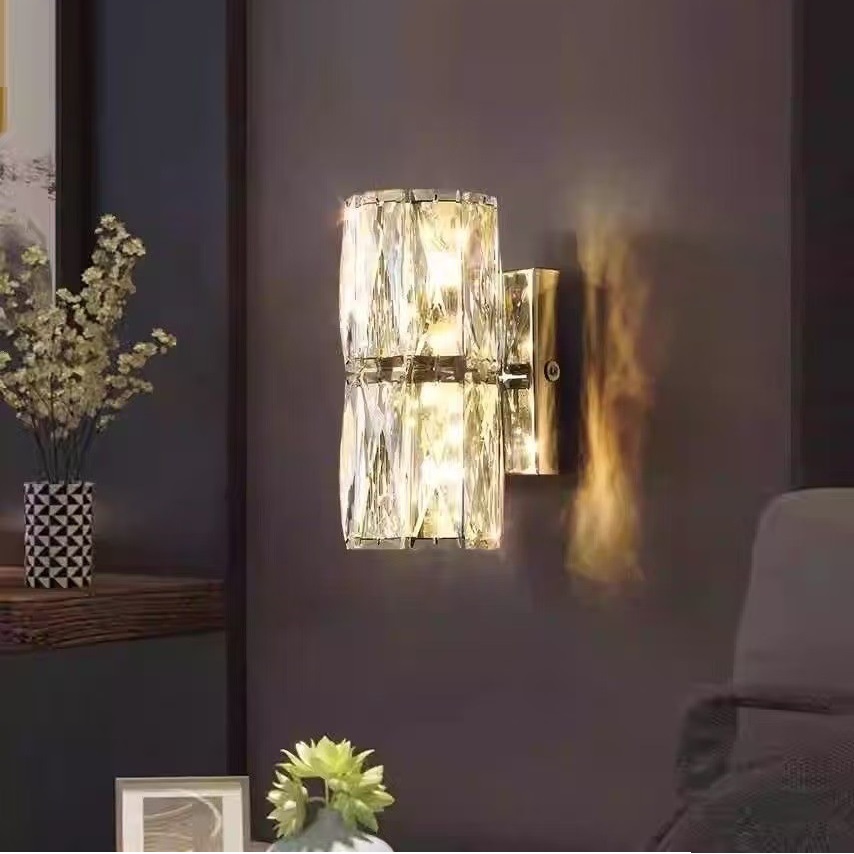 Share Crystal Wall Sconce 2-Light Wall Mounted Light Modern Chrome Sconce Wall Light