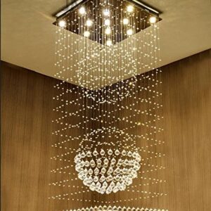 Modern Luxurious Rain Drop Crystal Chandelier Ceiling Fixture for Hallway Corridor Stairs