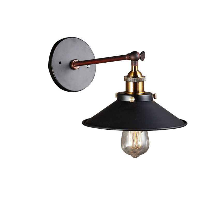 1-Light Black Hardwire Industrial Vintage Wall Lamp Fixture Adjustable Bronze Finish Arm Swing Wall Lights