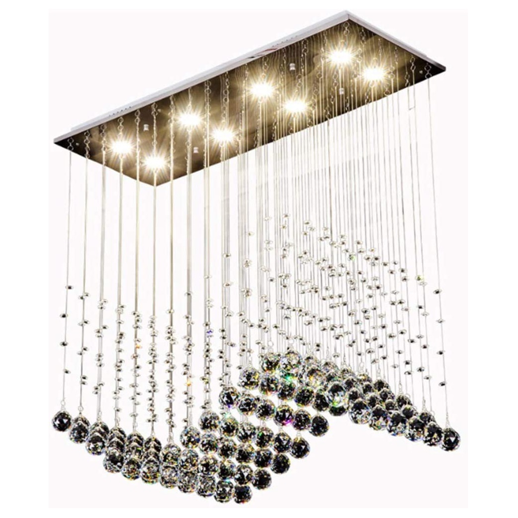 Dimmable LED Absolutely Stunning K9 Crystal Raindrop Bar Chandelier Lighting 1320 Lumens