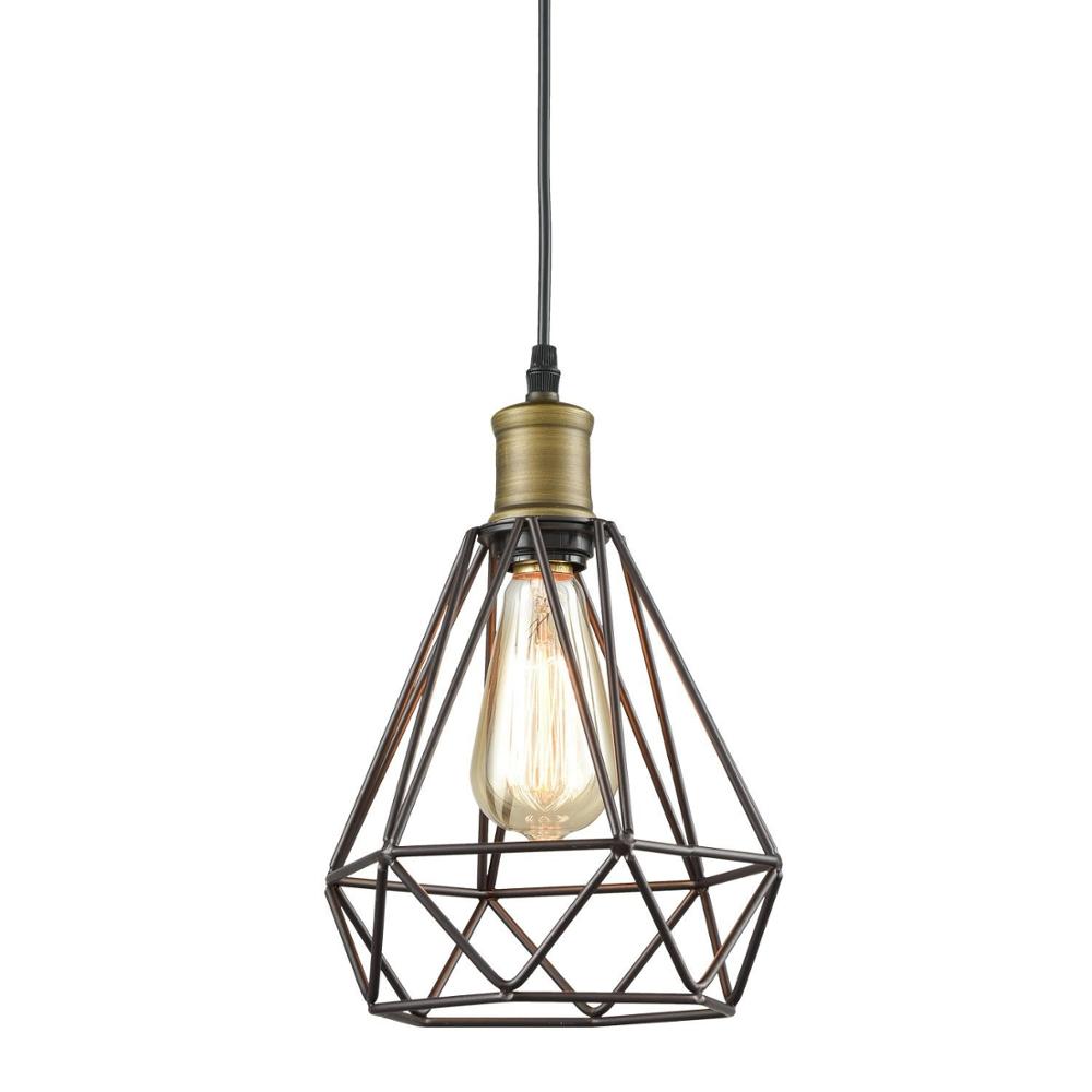 Vintage Oil Rubbed Bronze Polygon Wire Pendant Light Art Deco