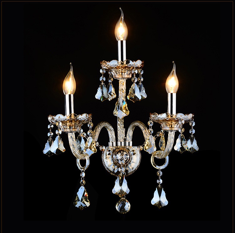 European Style 3 Lights Candle Crystal Wall Lamp