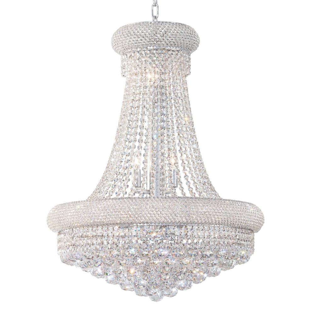 Elegant 20.4" Diameter Chrome 14-Light Crystal Chandelier