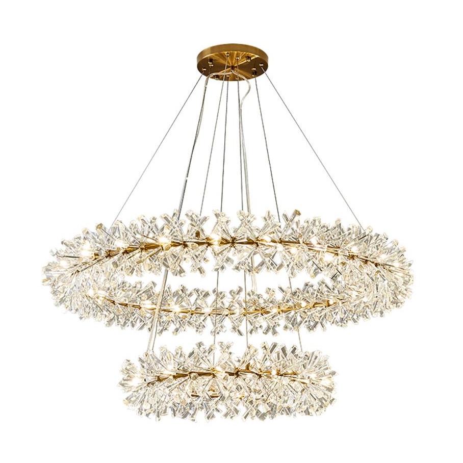 Crystal Luxury Chandelier Lamp AC110V 220V Lustre LED Chandelier Living Lighting and Hotel Lights Double Ring Design Modern Gold