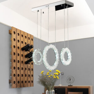 Dimmable Silver Modern Crystal Chandelier Lighting for Living Room 3 Rings Crystal Led Lighting With Remote Control